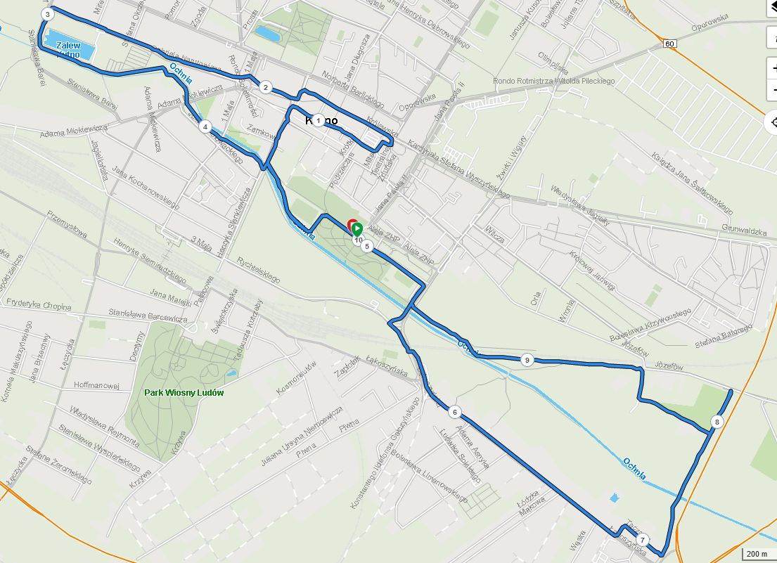 Mapa biegu