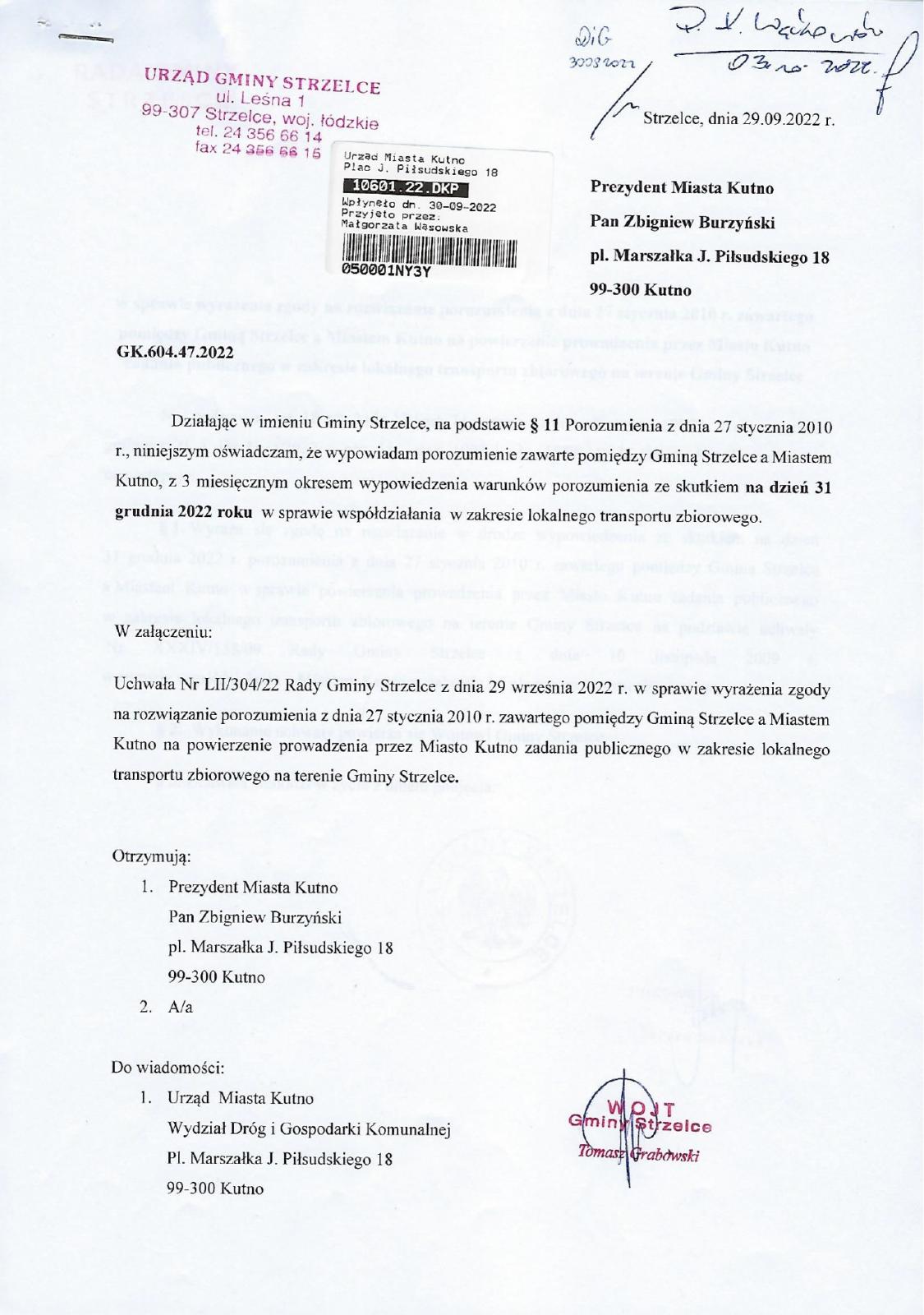 Wypowiedzenie porozumienia