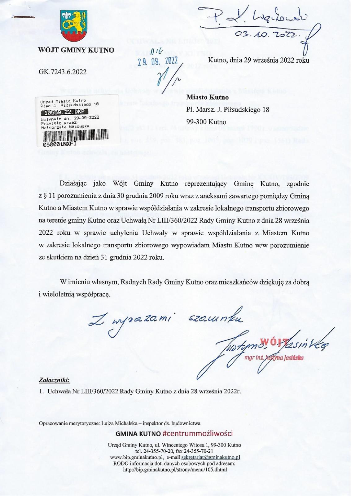 Wypowiedzenie porozumienia