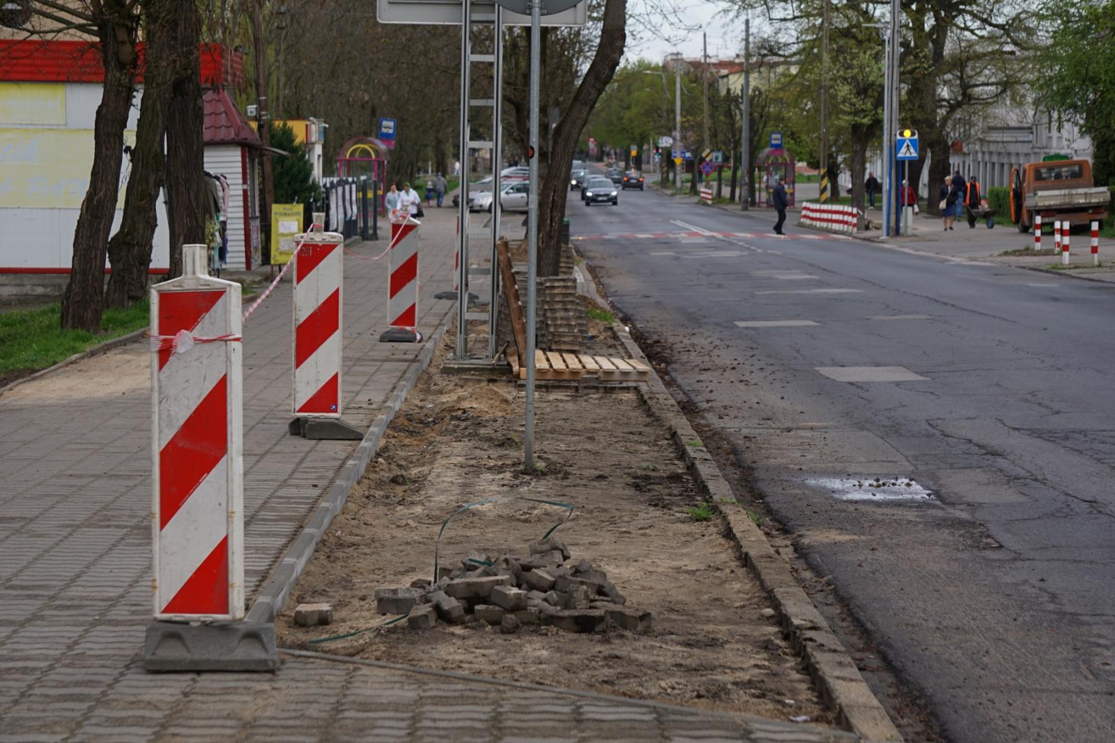 Prace prowadzone na ulicy Wyszyńskiego