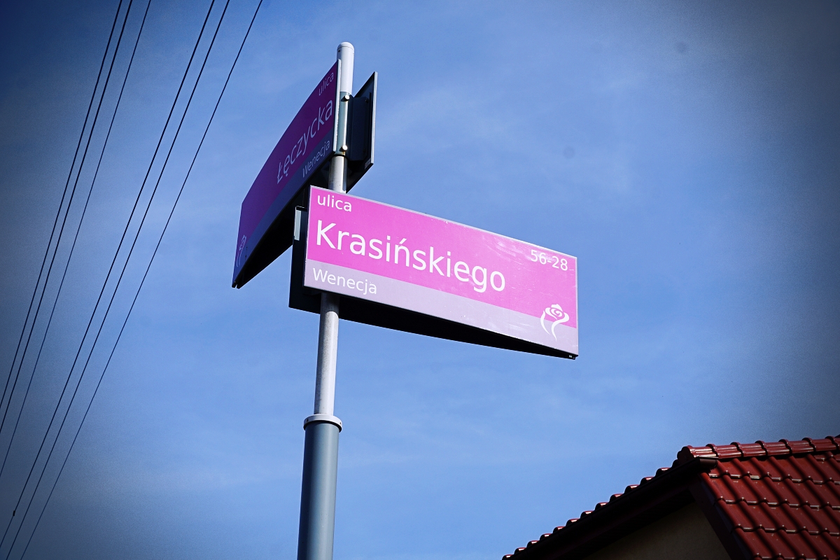 Ścieżka rowerowa na skrzyżowaniu Krasińskiego, Łęczyckiej i Mickiewicza