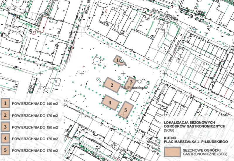 Mapka z potencjalnymi lokalizacjami