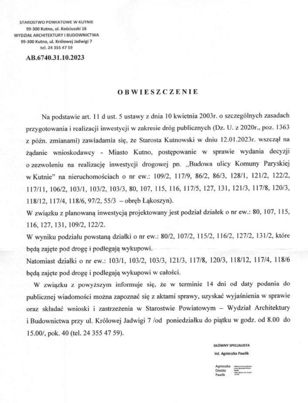 Skan obwieszczenia
